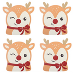 Christmas Reindeer Wooden Coasters - Set of 4 | Ruby the Reindeer