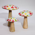 Wooden Mushroom White with Pastel Hearts - 10cm