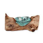 Molten Glass Candle Single Holder on a Drift Wood Base