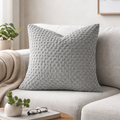 Textured Patterned Cushion Cover | Light Grey Soft Pillow 45x45cm