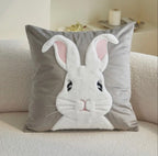 Easter Bunny Appliqué Cushion Cover – Soft Grey & White