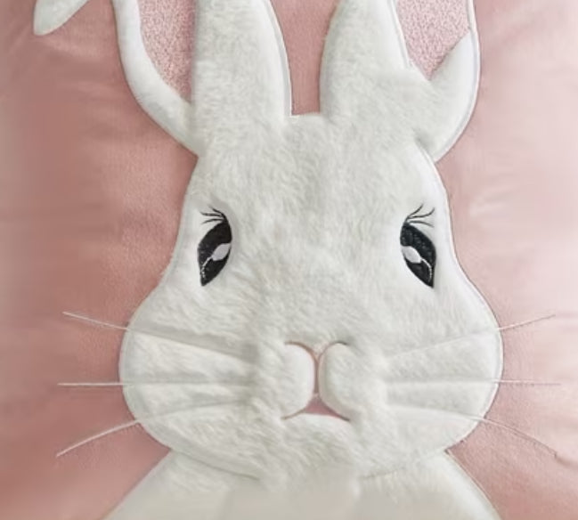 Easter Bunny Cushion Cover - Soft Pink Applique Decorative Throw Pillow 45x45cm
