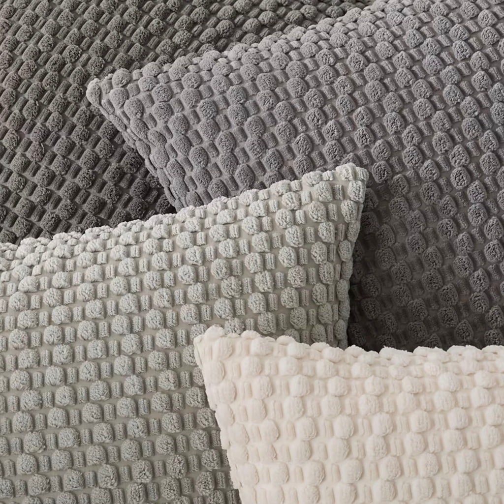 Textured Patterned Cushion Cover | Light Grey Soft Pillow 45x45cm