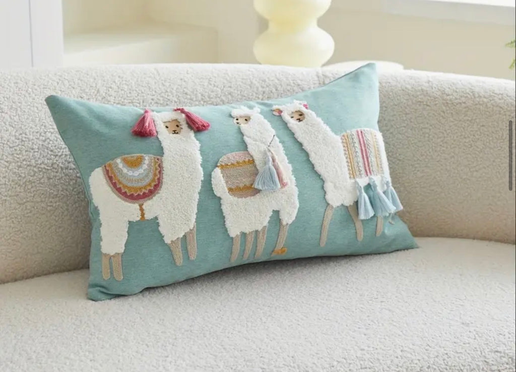 Llamas Moroccan Style Blue with 3D Tassels Covers
