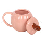 Pretty Pink Curly Pumpkin Ceramic Lidded Mug