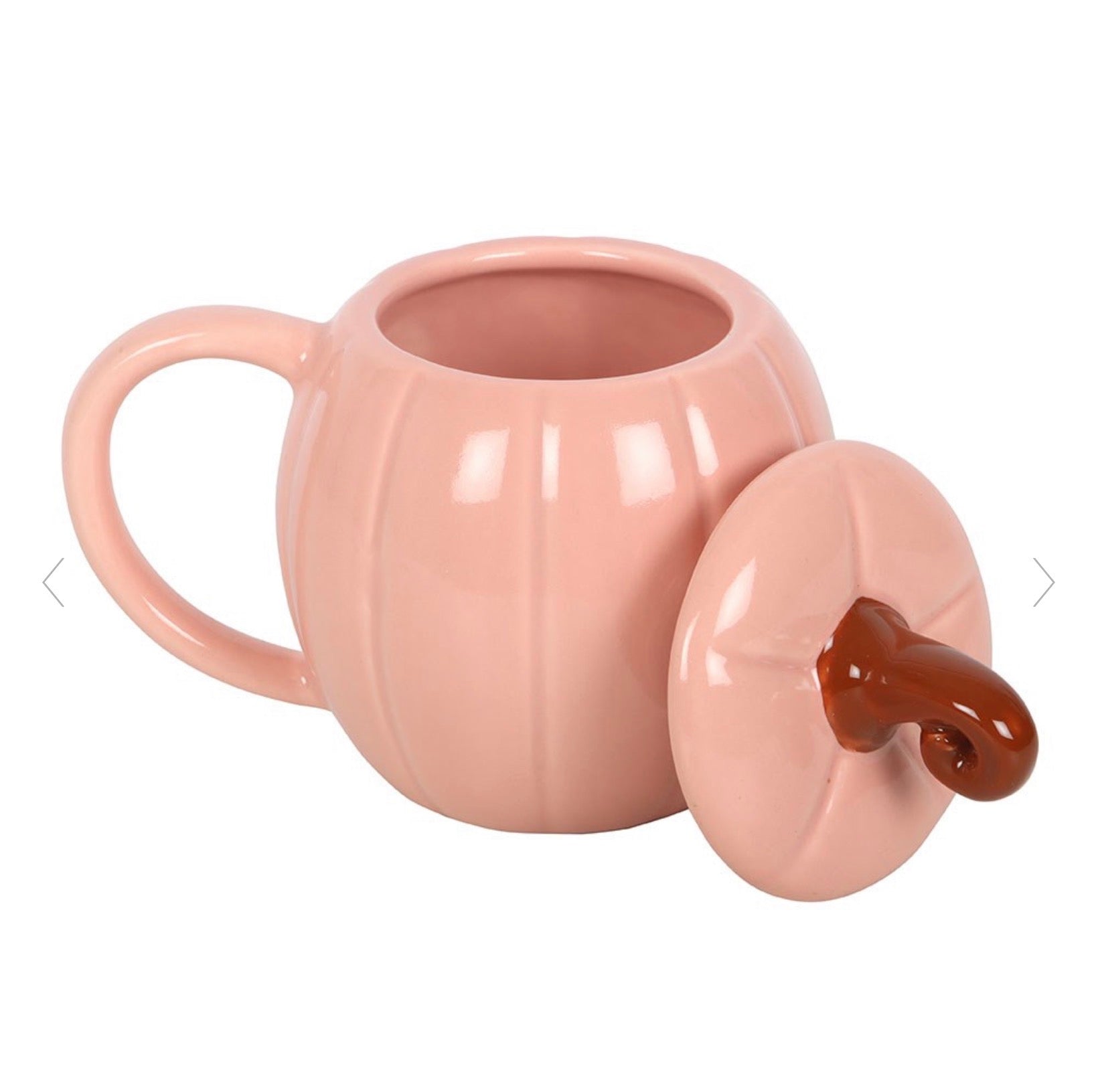 Pretty Pink Curly Pumpkin Ceramic Lidded Mug