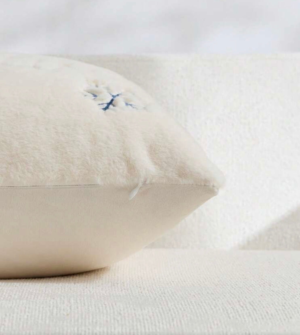 Let It Snow Cream Fluffy Christmas Cushion Covers - Set of 2