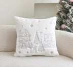 Winter Village Snowflake Fluffy Christmas Cushion Covers - Set of 2