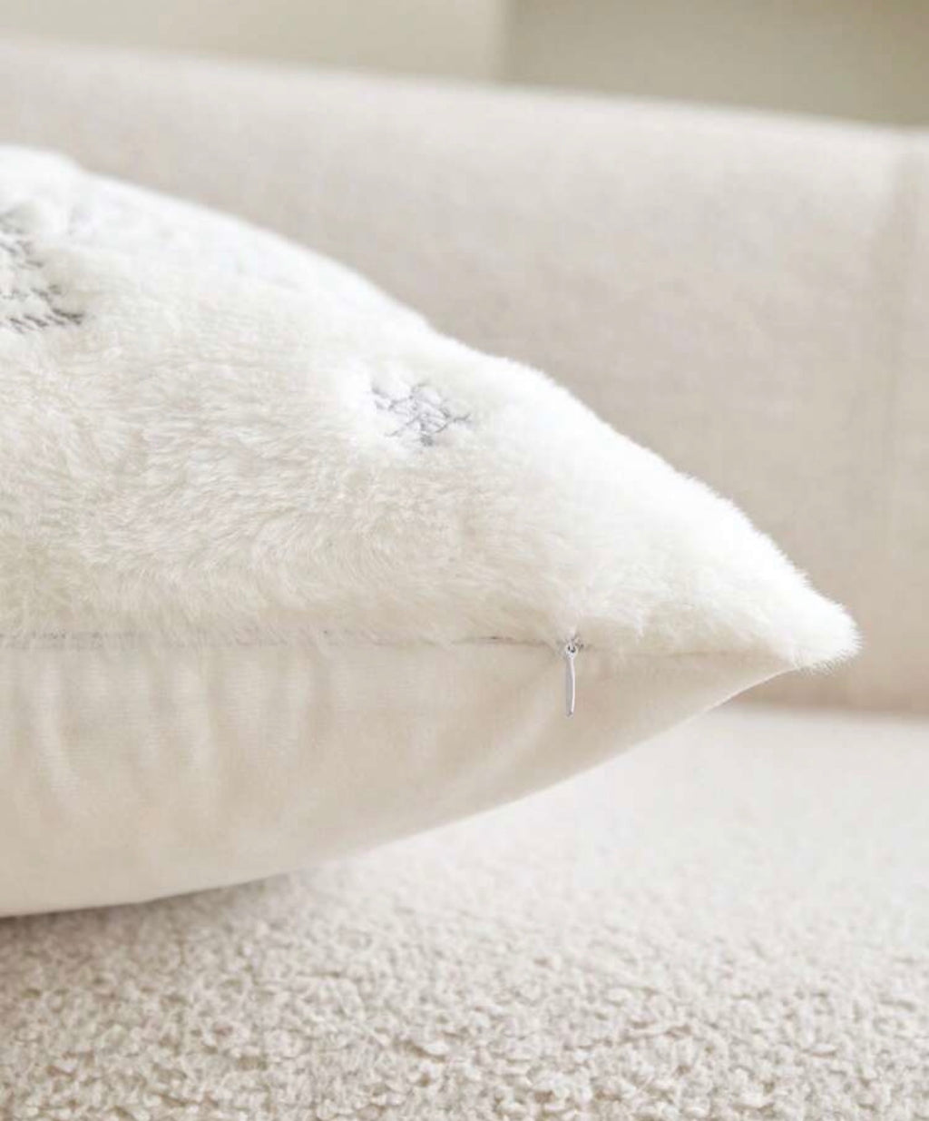 Winter Village Snowflake Fluffy Christmas Cushion Covers - Set of 2