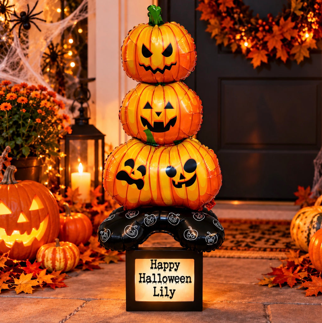 Large Personalised Happy Halloween Pumpkin Stack Trick Treat Box