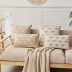 Bee Cushion Cover Neutral Embroidered Heritage Style 30x50cm