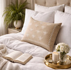 Bee Cushion Cover Neutral Embroidered Heritage Style 30x50cm