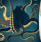 Luxury Octopus Cushion Cover – Teal & Gold Ocean Design