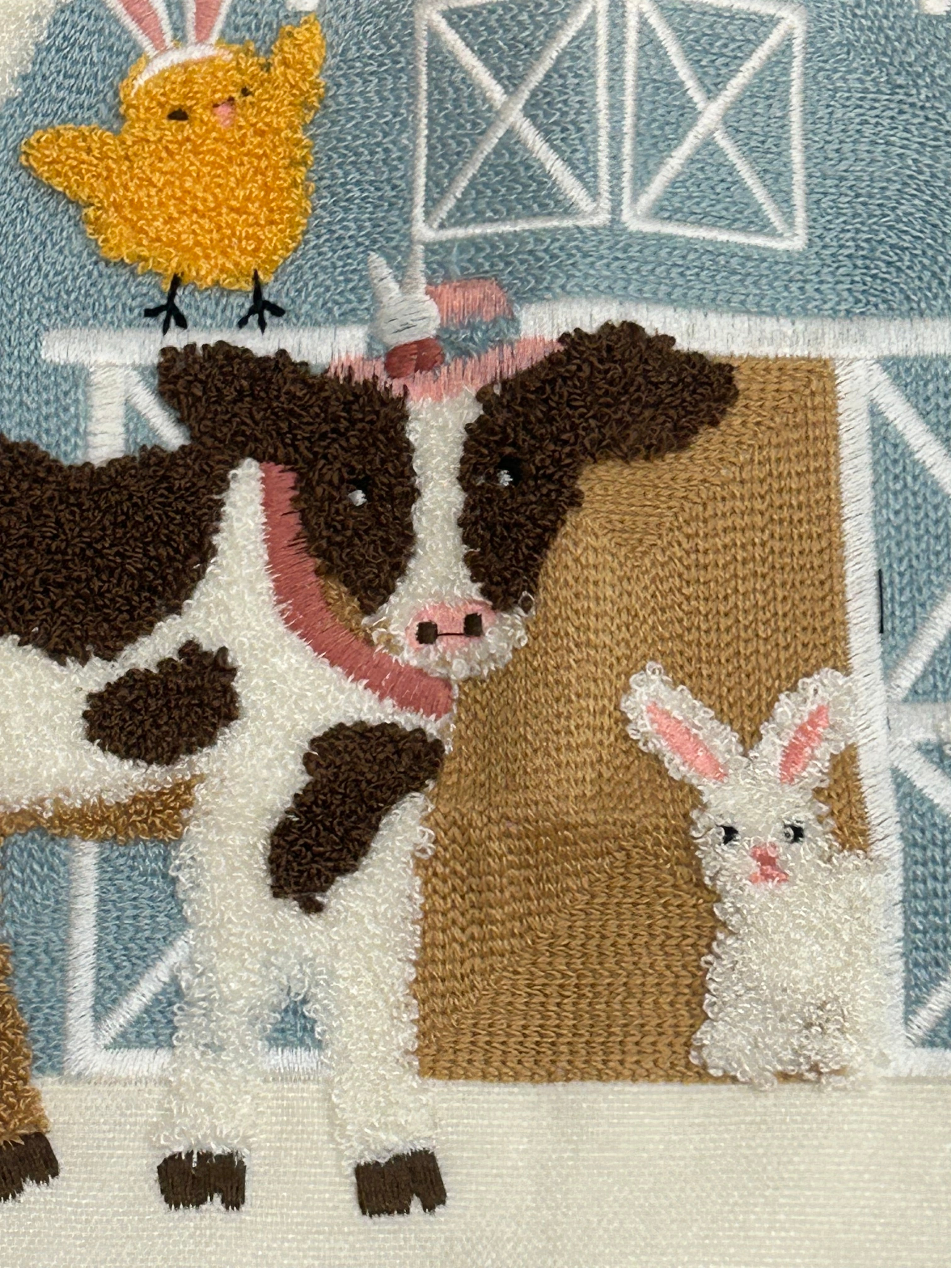 Happy Easter Farm Animal Cushion Cover - Beige Nursery Decorative Pillow 45x45cm