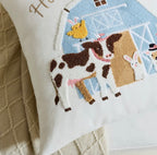 Happy Easter Farm Animal Cushion Cover - Beige Nursery Decorative Pillow 45x45cm