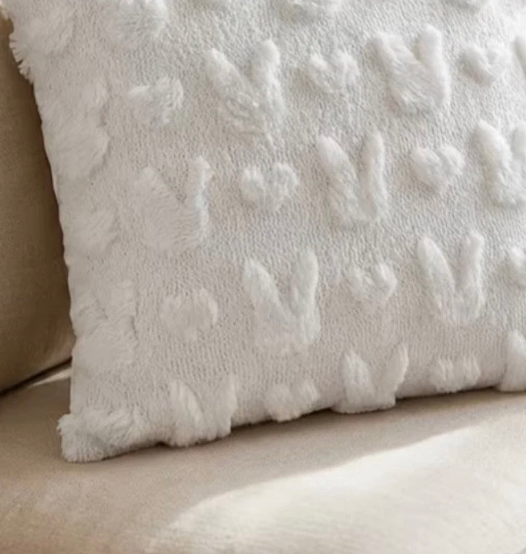 Easter Cushion Covers - White Bunny Ears Tufted Textured Cushion Cover 45x45cm