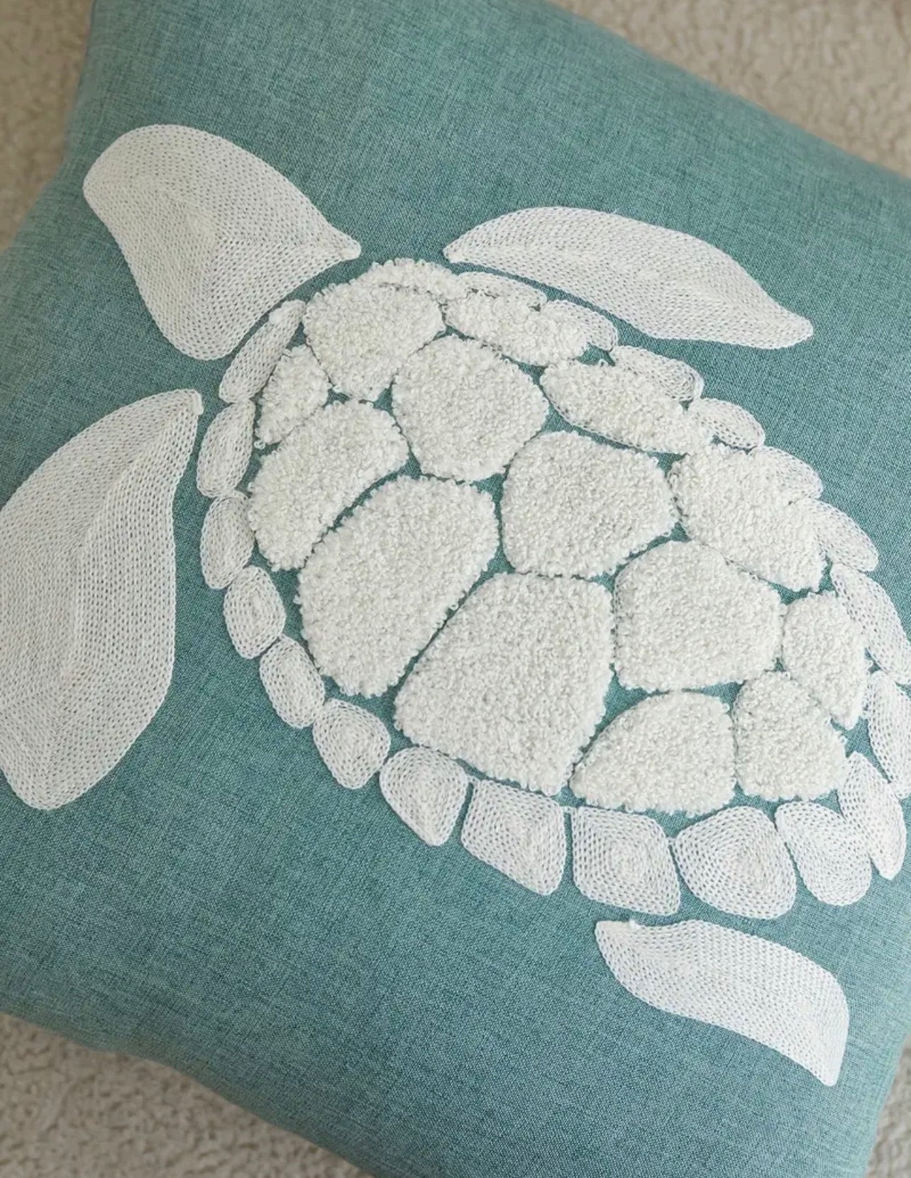 Sea Turtle Cushion Cover | Sea Green Coastal Ocean Animal Throw Pillow 45 x 45cm