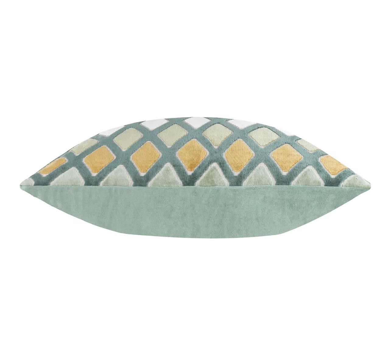 Geometric Patterned Cushion Cover – Green Velvet Diamond Design 35x50cm