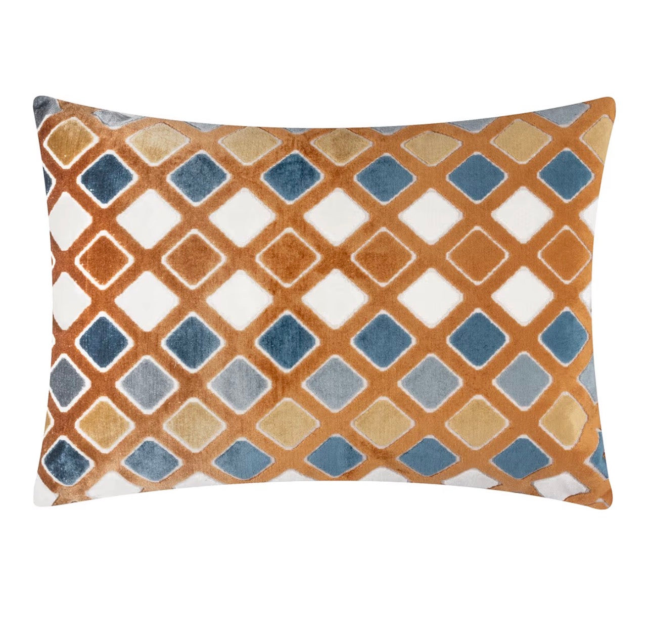 Geometric Patterned Cushion Cover – Brown Velvet Diamond Design 35x50cm