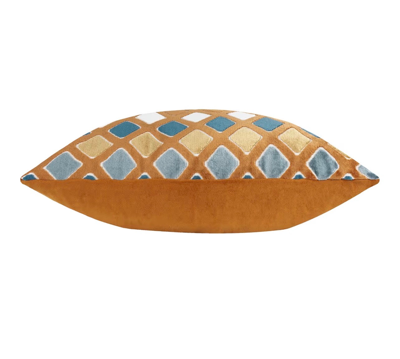 Geometric Patterned Cushion Cover – Brown Velvet Diamond Design 35x50cm