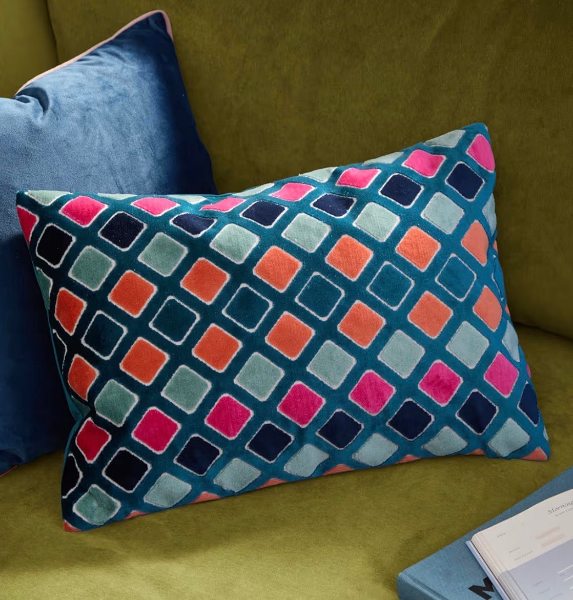 Geometric Patterned Cushion Cover | Multicoloured Diamond Design 35x50cm