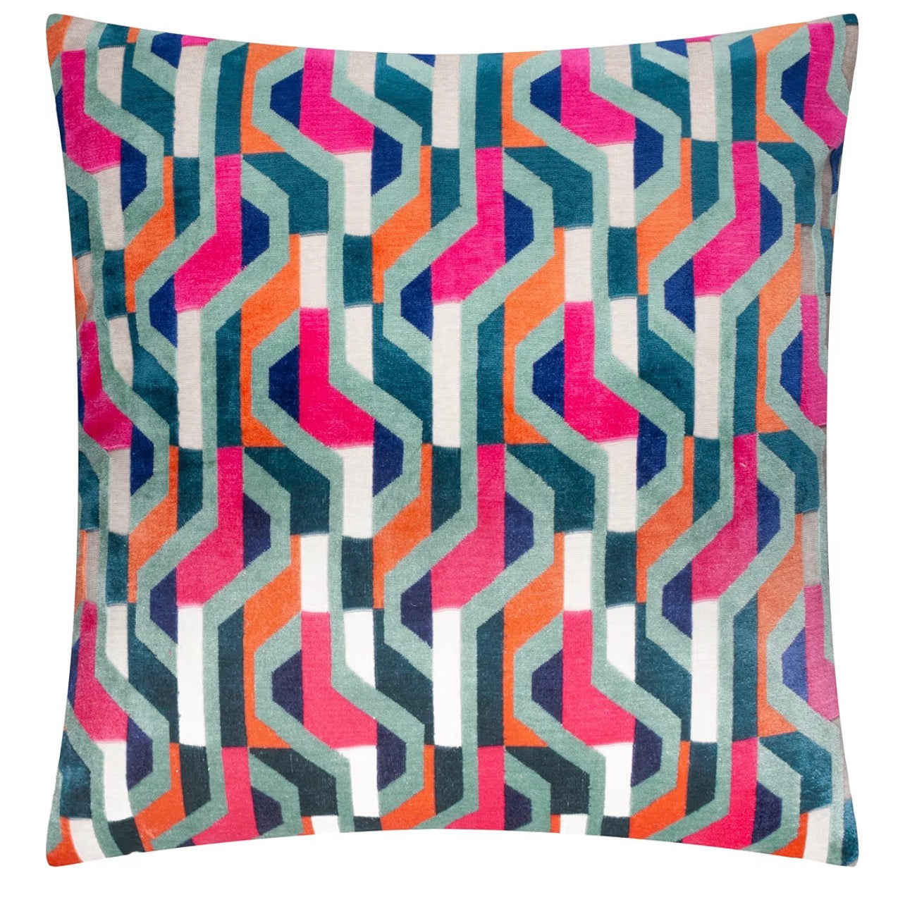 Geometric Velvet Cushion Cover | Pink & Teal Prism Pattern 45x45cm