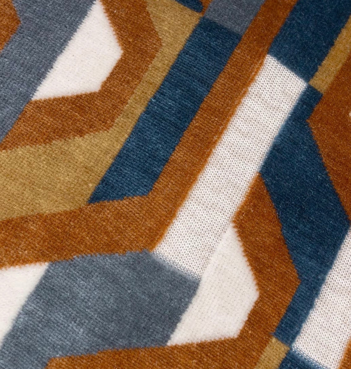 Geometric Velvet Cushion Cover | Ginger & Green Prism Pattern 45x45cm