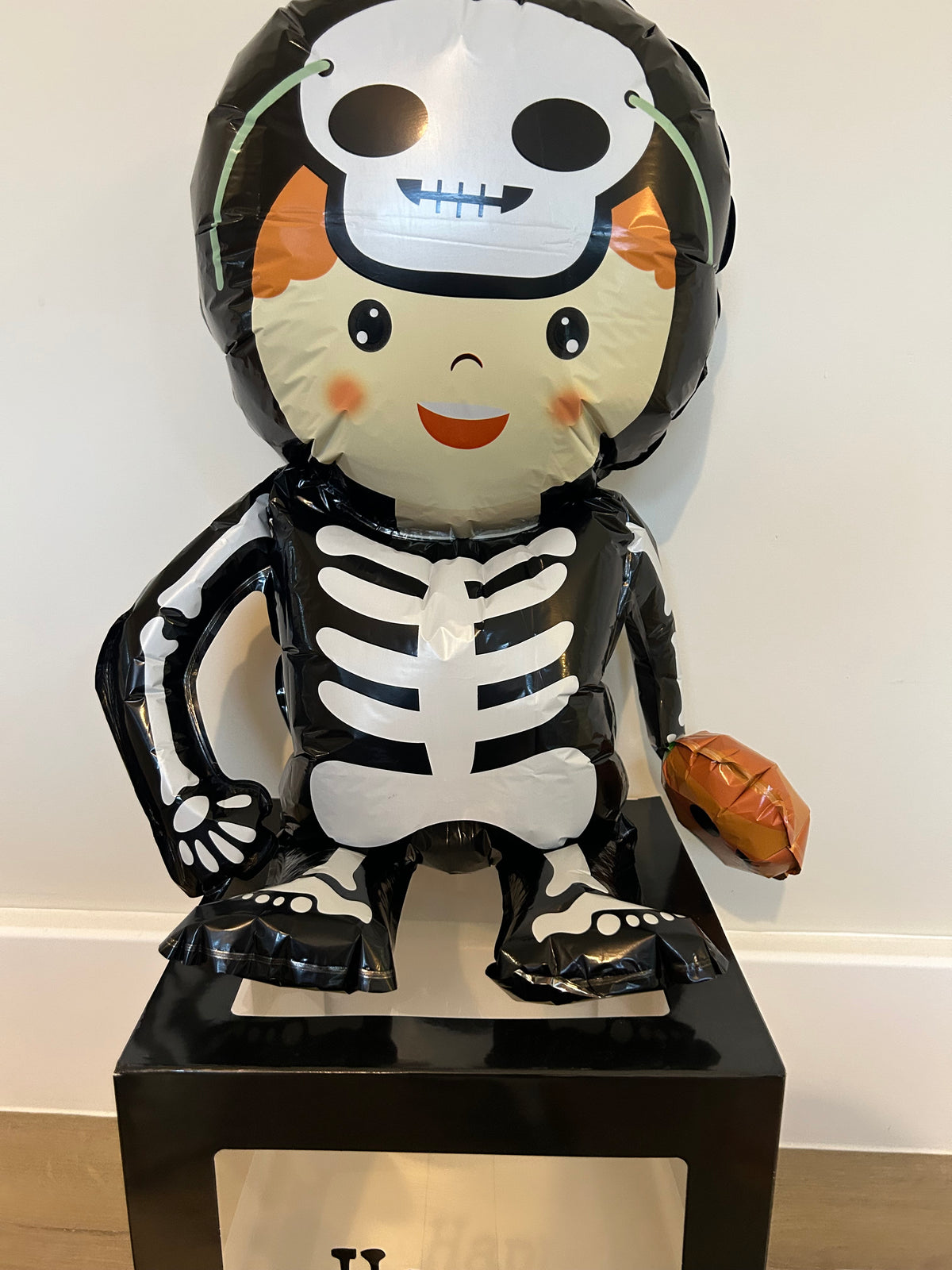 Large Personalised Happy Halloween Tiny Skeleton Balloon Trick Treat Box