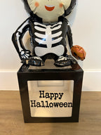 Large Personalised Happy Halloween Tiny Skeleton Balloon Trick Treat Box