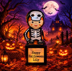 Large Personalised Happy Halloween Tiny Skeleton Balloon Trick Treat Box