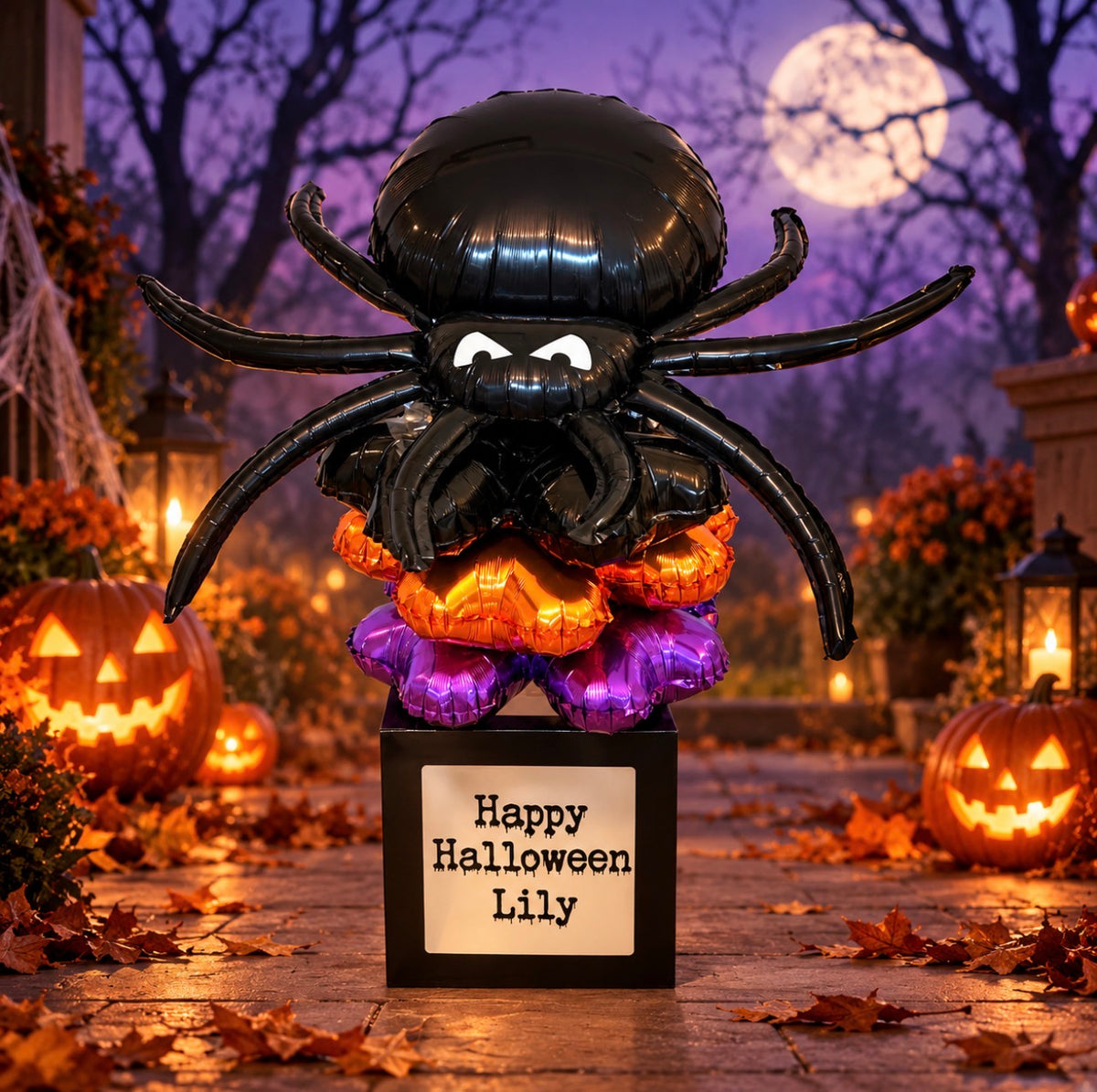 Large Personalised Happy Halloween Spider Stack Trick Treat Box