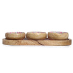 Mango Wood Tray with 3 Bowls Pretty Pink Floral