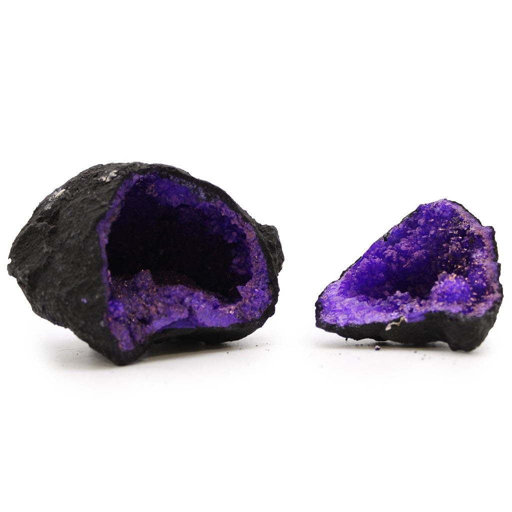 Purple Calcite Crystal Geode - Black Purple Decorative Display
