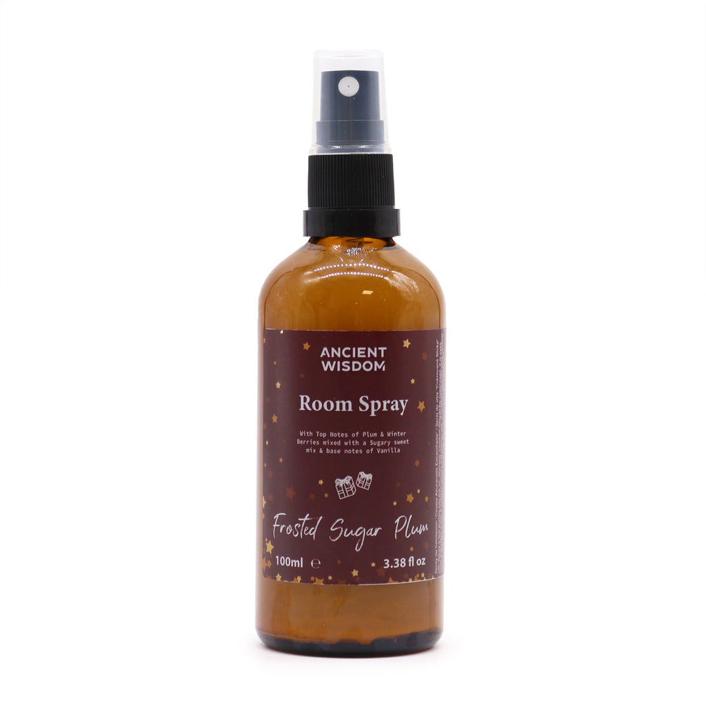 Room spray bottle labeled 'Ancient Wisdom' on a white background