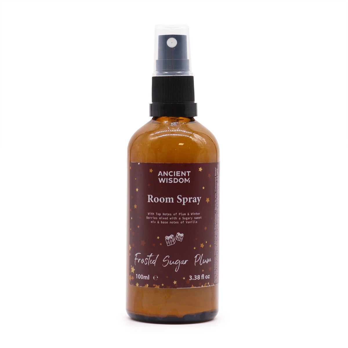 Room spray bottle labeled 'Ancient Wisdom' on a white background