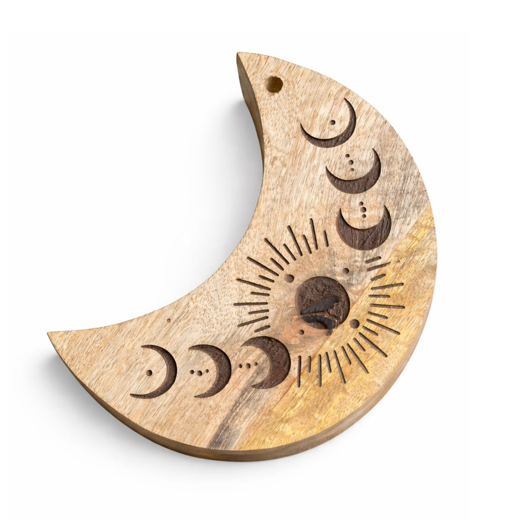 Hand Made Moon Shaped Mango Wood Sliding Box