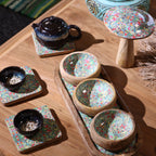 Mango Wood Tray with 3 Bowls Pretty Pink Floral
