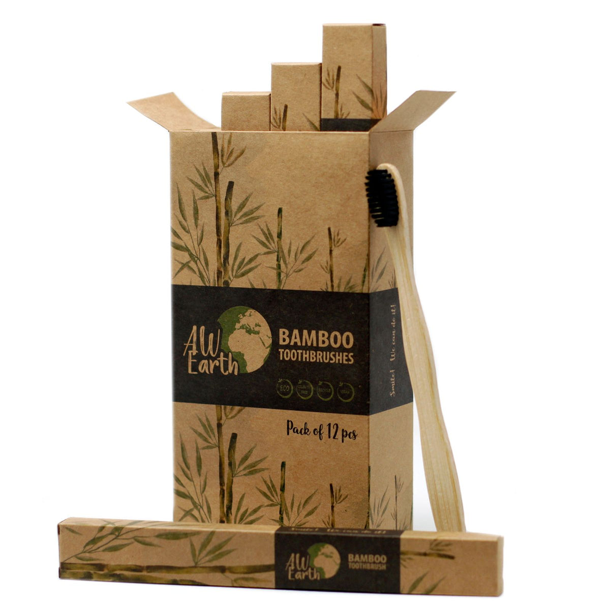 Bamboo Toothbrush x 1 - Charcoal Medium Soft