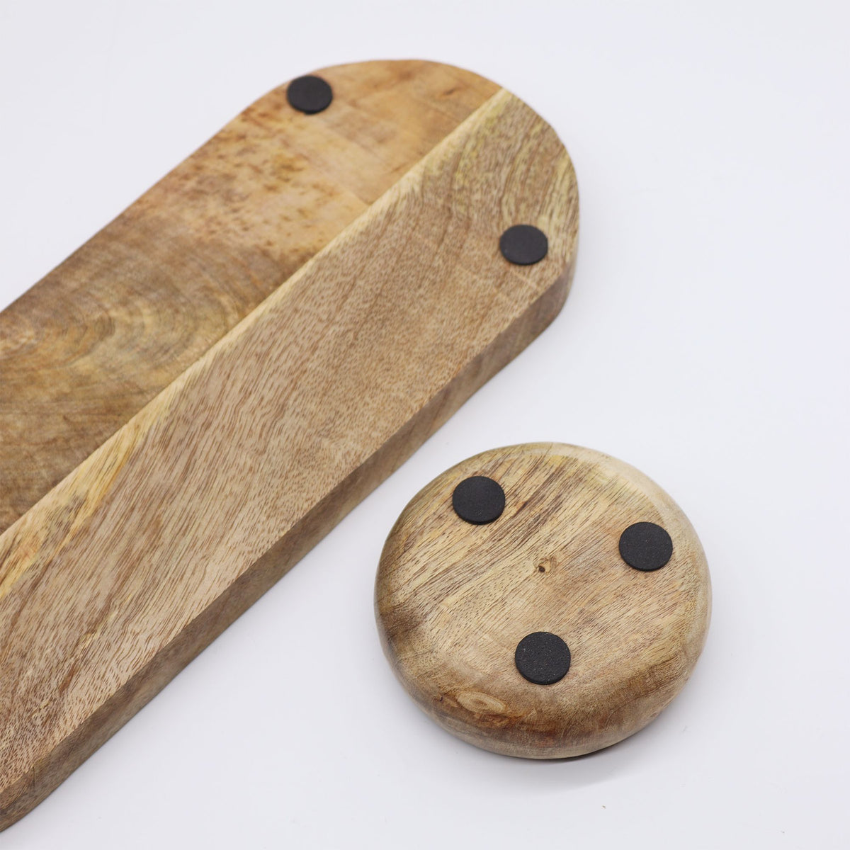 Mango Wood Tray with 3 Bowls Pretty Pink Floral