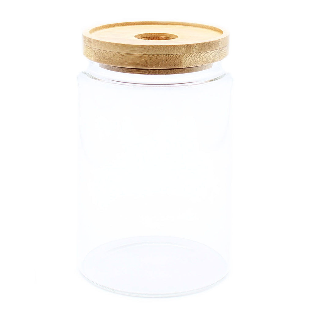 Bamboo Glass Storage Jar with Lid - 850ml | 15cm