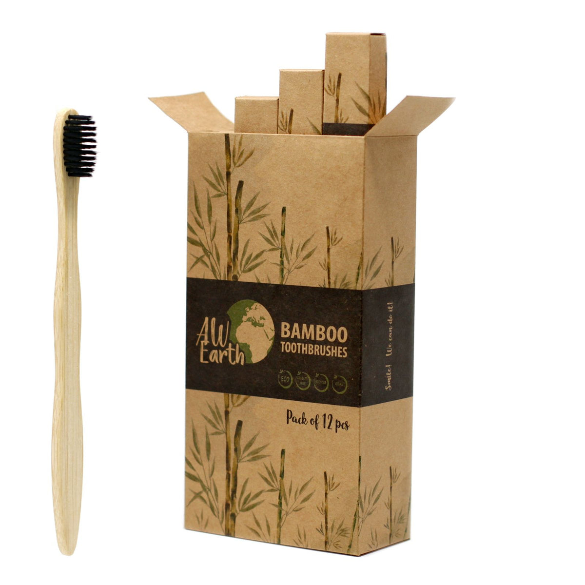 Bamboo Toothbrush x 1 - Charcoal Medium Soft