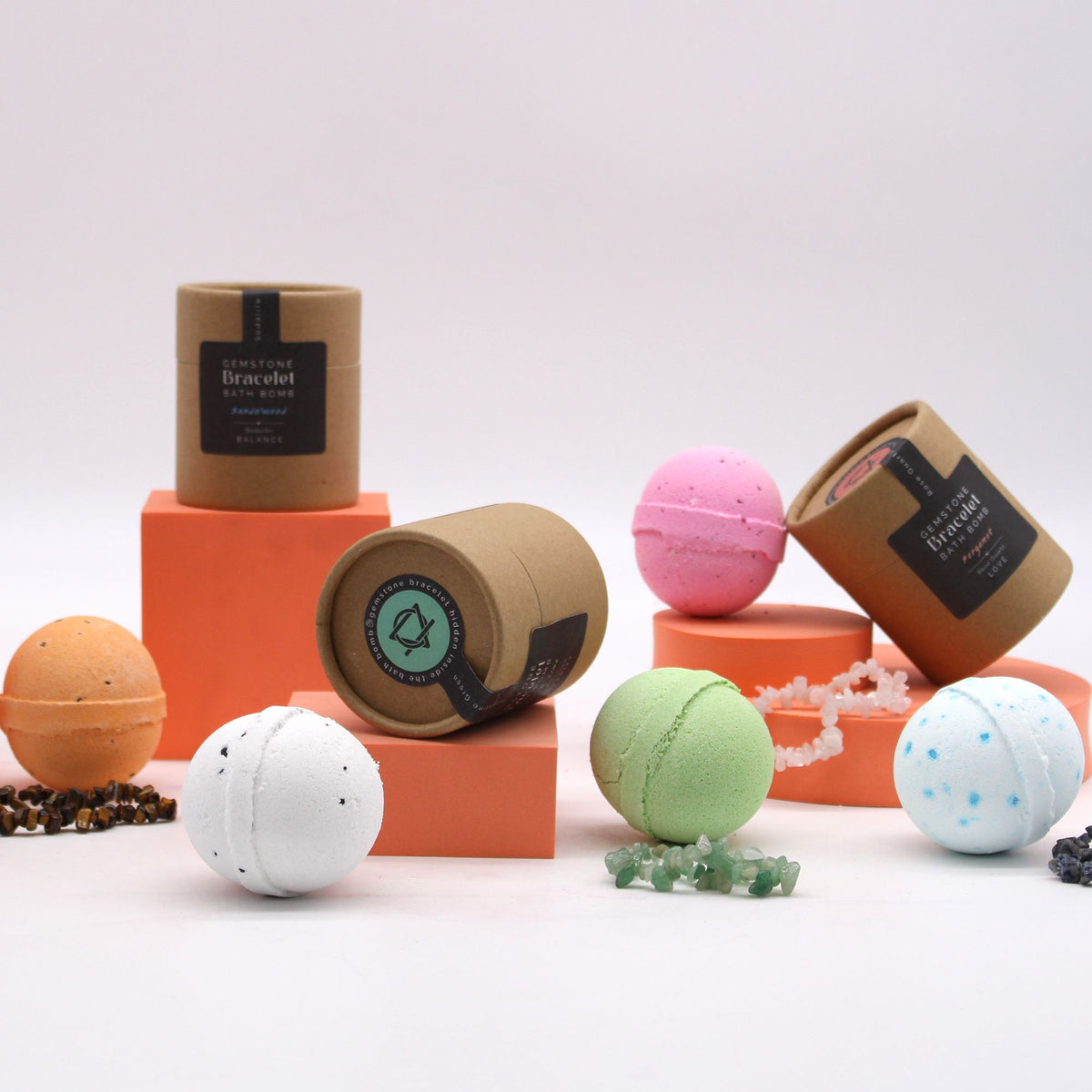 White Jasper Gem Bracelet Bath Bomb Gift Set - 70g