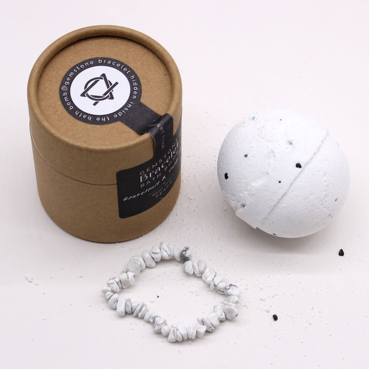 White Jasper Gem Bracelet Bath Bomb Gift Set - 70g