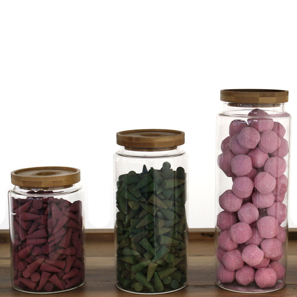Bamboo Glass Storage Jar with Lid - 850ml | 15cm
