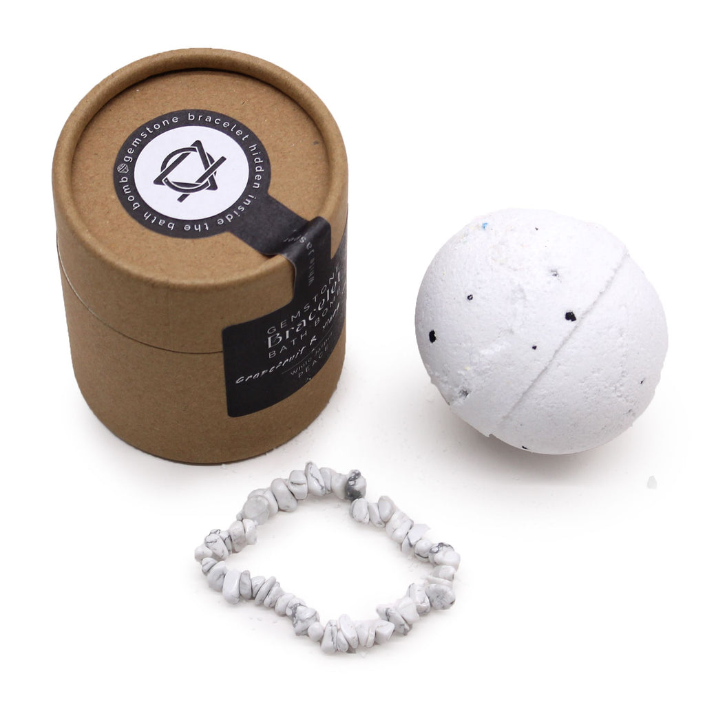 White Jasper Gem Bracelet Bath Bomb Gift Set - 70g