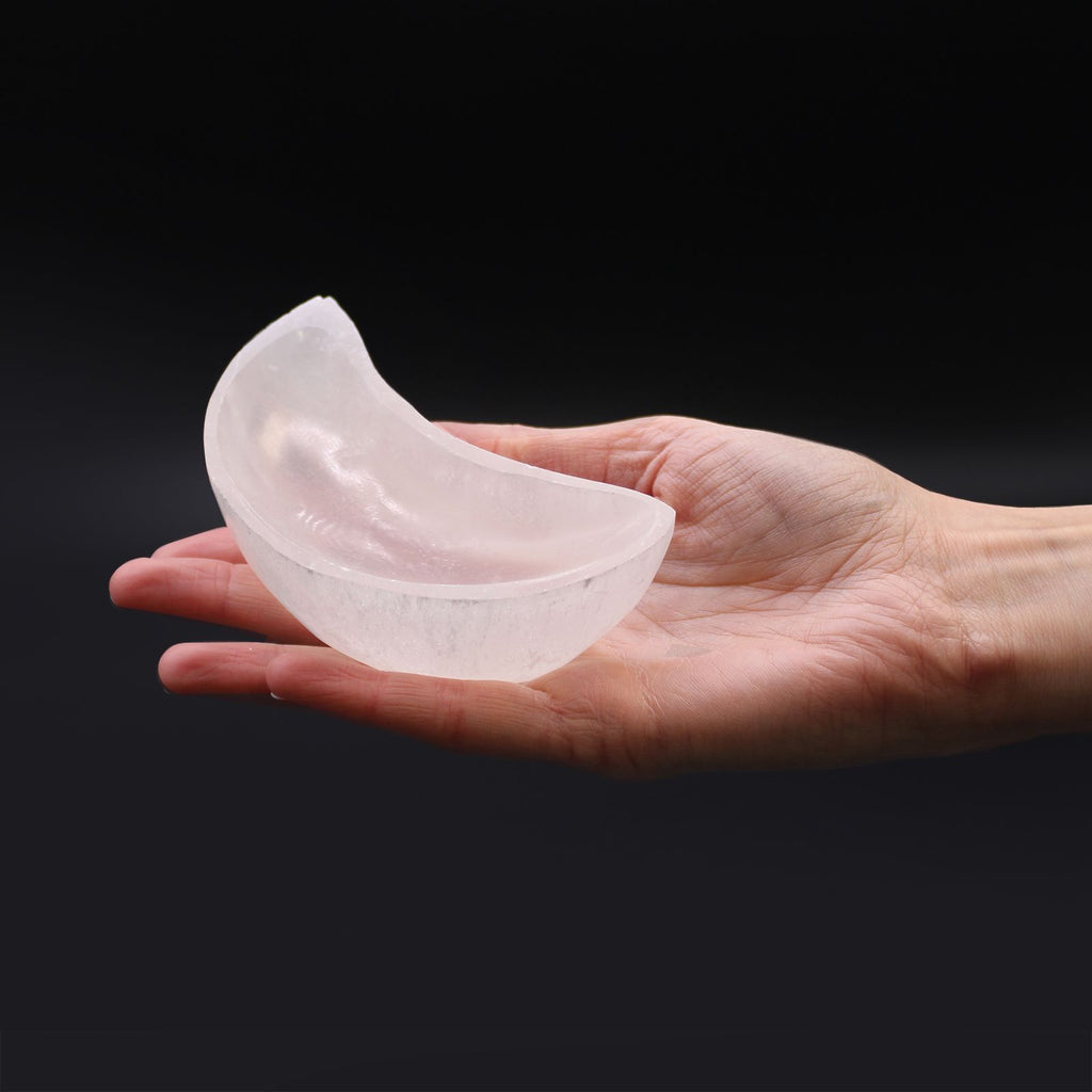 Selenite Cresent Moon Bowl - Crystal and Trinket Dish - 10cm
