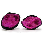 Pink Calcite Crystal Geodes - Black Rock Decorative Display