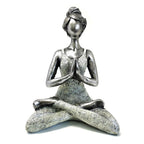 Silver & White Yoga Lady Resin Figure - 24cm
