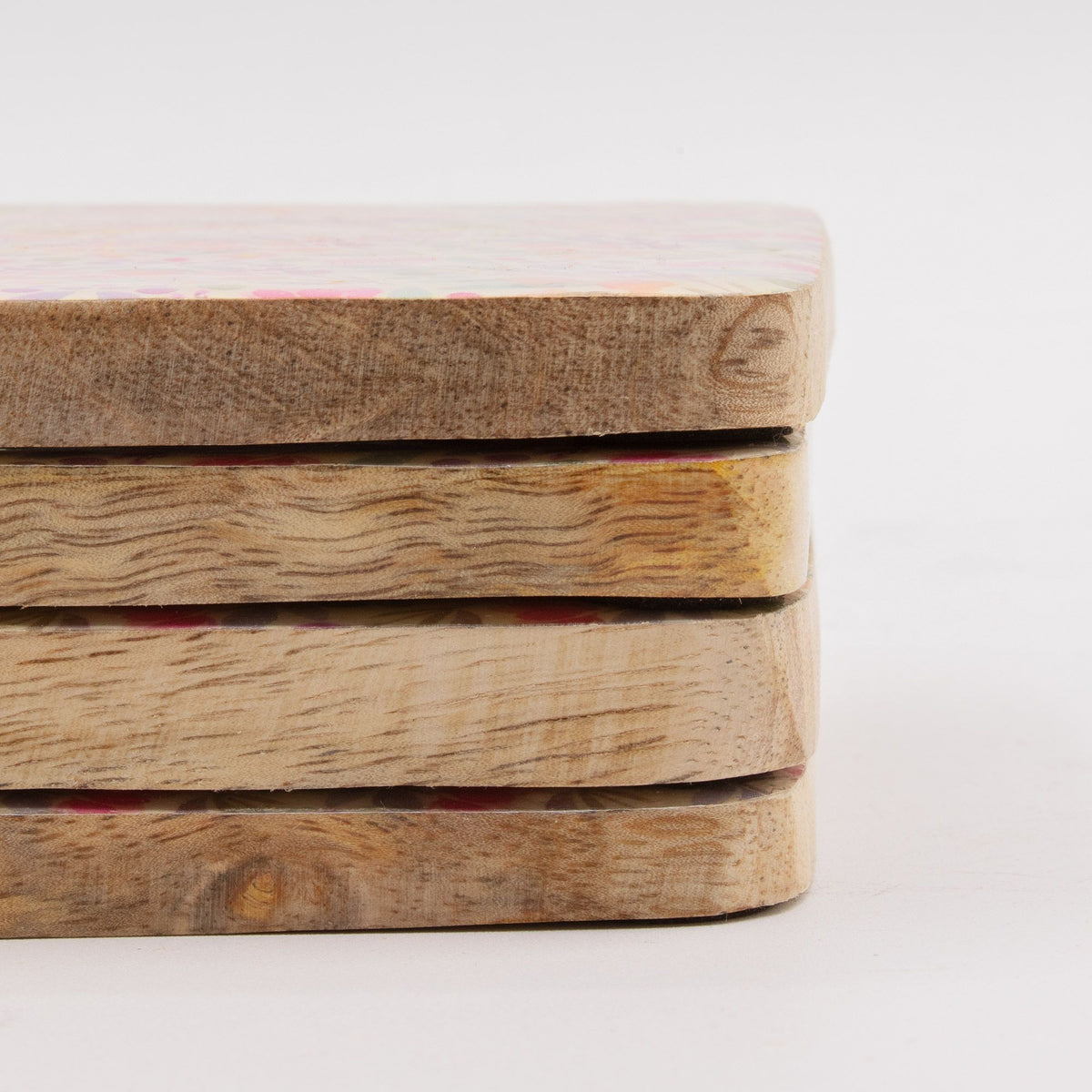 Set of 4 Wooden Square Coasters  Pretty Floral