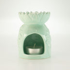 Ceramic Sunflower Oil Burner - Pastel Green